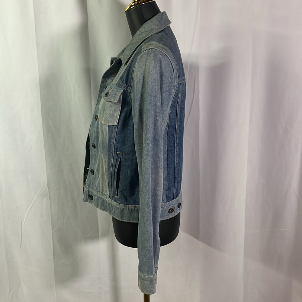 Paige Patchwork Denim Button Front Trucker Jacket - image 2